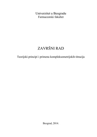 Teorijski principi i primena kompleksometrijskih titracija