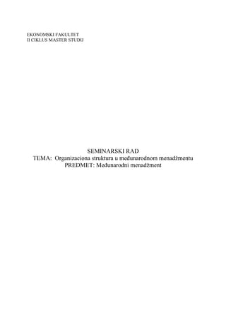 Organizaciona struktura u međunarodnom menadžmentu