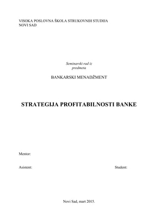 Strategija profitabilnosti banke