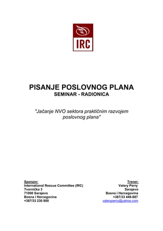 Jačanje NVO sektora praktičnim razvojem poslovnog plana