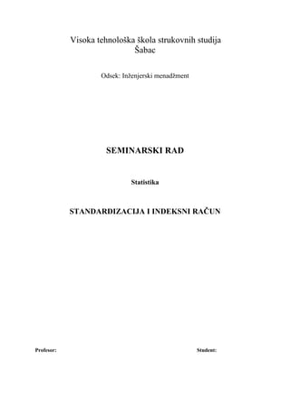 Standardizacija i indeksni račun