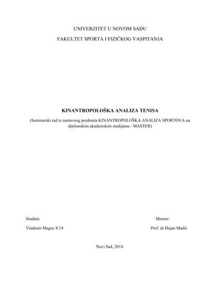 Kinantropoloska analiza – Tenis