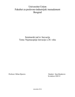 Najznacajnije inovacije u 20. veku