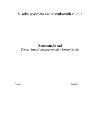 Aspekti interpersonalne komunikacije