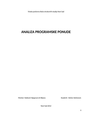 Analiza programske ponude