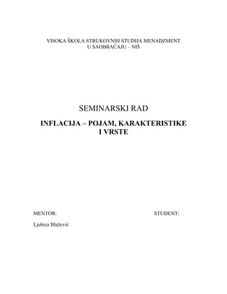 Inflacija – Pojam, karakteristike i vrste