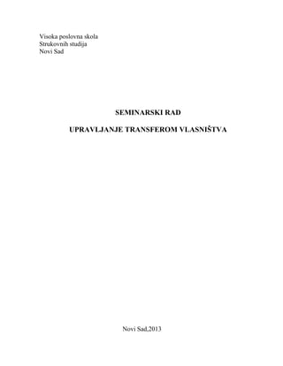 Upravljanje trasferom vlasništva