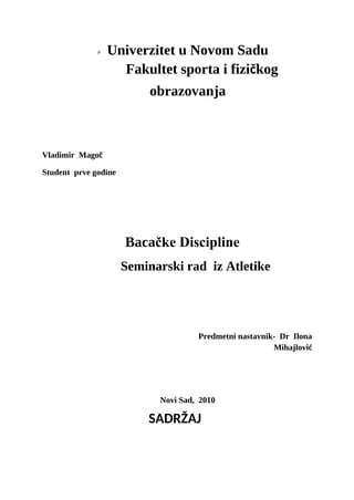 Bacacke discipline – Atletika