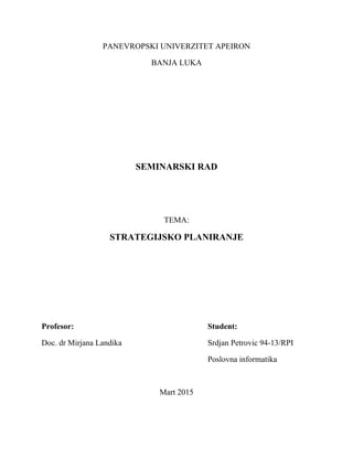 Strategijsko planiranje