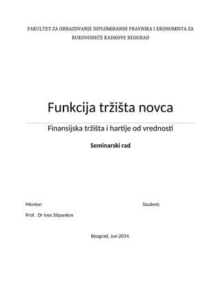 Finansijska tržišta i hartije od vrednosti