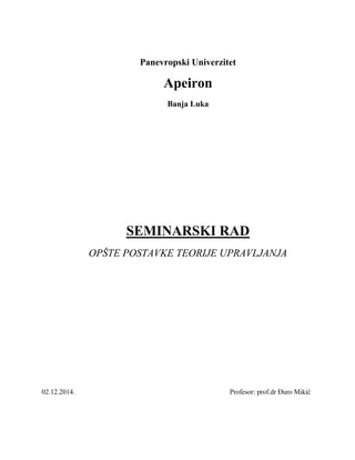 Opste postavke teorije upravljanja