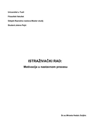 Motivacija u nastavnom procesu