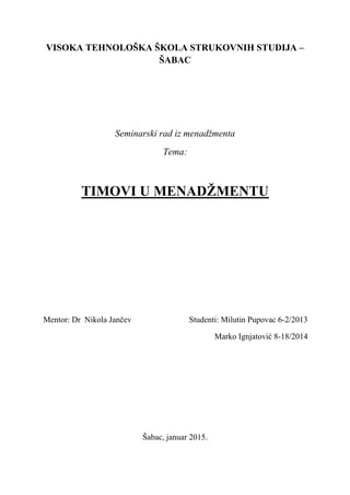 Timovi u menadžmentu