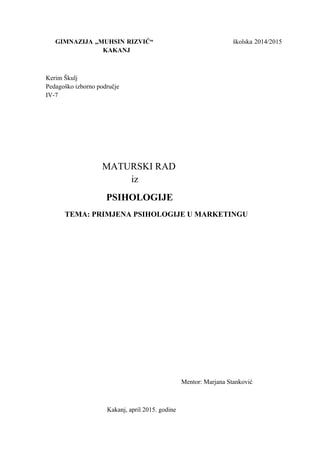 Primjena psihologije u marketingu