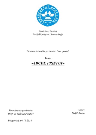 ABCDE pristup – Prva pomoć