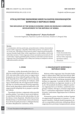 Uticaj ekonomske krize na razvoj osiguranja