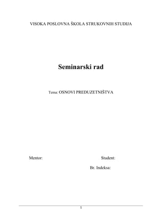 Osnovi preduzetnistva