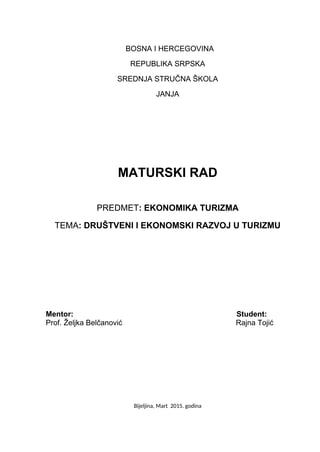 Društveni ekonomski razvoj u turizmu