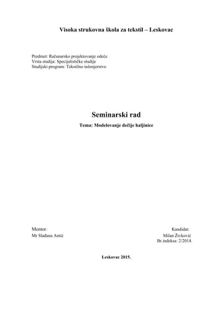 Modelovanje dečije haljinice