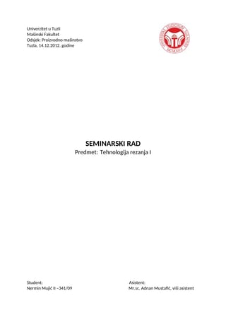 Tehnologija rezanja I