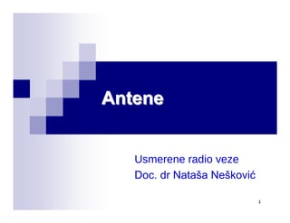 Usmerene radio veze – Antene sa paraboloidnim reflektorom