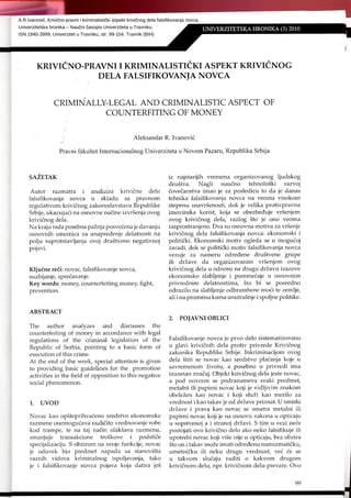 Falsifikovanje novca aspekti