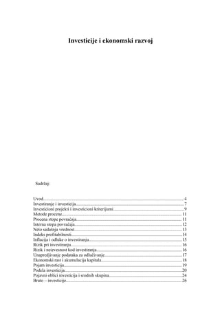 Investicije i ekonomski razvoj