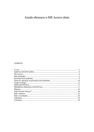 Izrada obrazaca u MS Access alatu