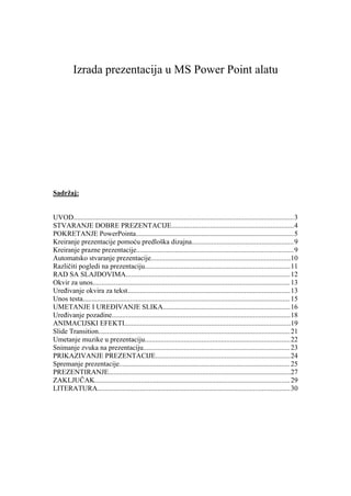 Izrada prezentacija Point alatu u MS Power