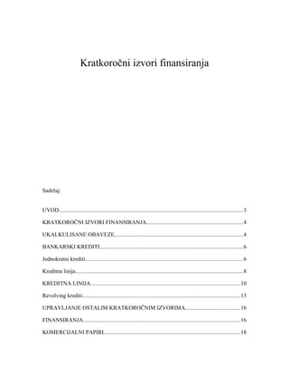 Kratkoročni izvori finansiranja