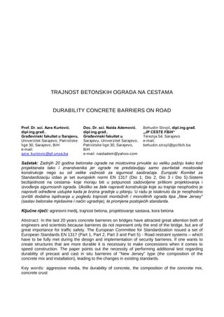 Trajnost betonskih ograda na cestama