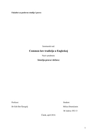 Common Law tradicija u Engleskoj