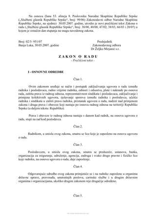 Zakon o radu Republike Srpske