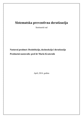 Sistematska preventivna – Deratizacija
