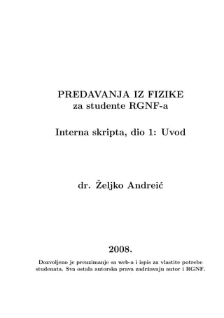 Predavanja iz fizike za studente RGFN-a