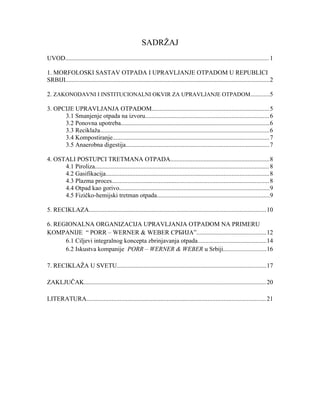 Odrzivo upravljanje otpadom i reciklazom