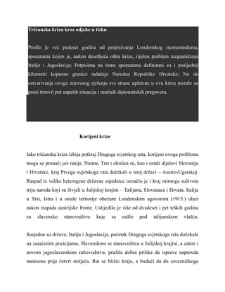 Tršćanska kriza kroz odjeke u tisku