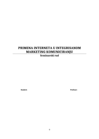 Primena interneta u integrisanom marketing komunikaciju
