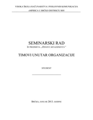 Timovi unutar organizacije