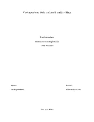 Preduzeće: analiza oblika, veličine i poslovne politike