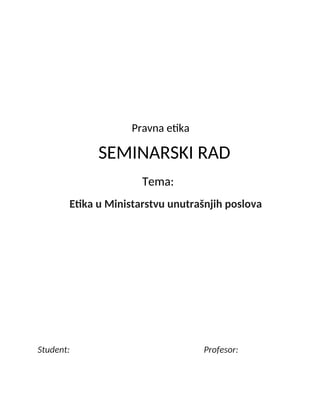 Etika u Ministarstvu unutrašnjih poslova