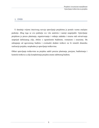 Upravljanje troškovima na projektu