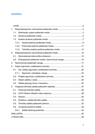 Rasprostranjenost i obuhvatnost poštanske mreže i raznovrsnost usluga