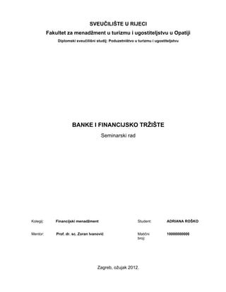 Banke i financijsko tržište