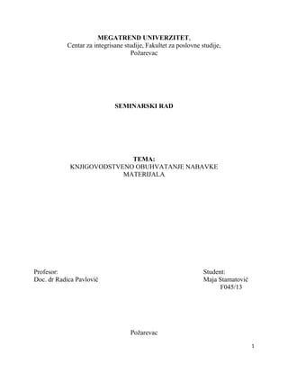 Knjigovodstveno obuhvatanje nabavke materijala