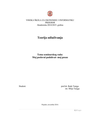 Moj poslovni poduhvat- moj posao