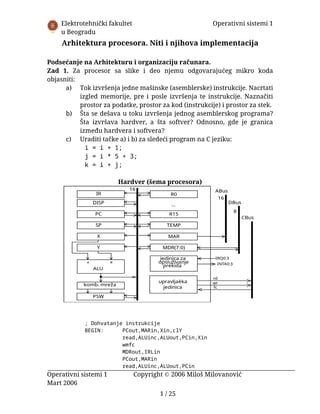 Arhitektura procesora. Niti i njihova implementacija
