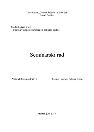 Nevladine organizacije i političke partije