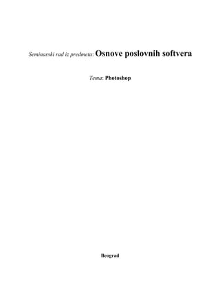 Osnove rada u programu Adobe Photoshop