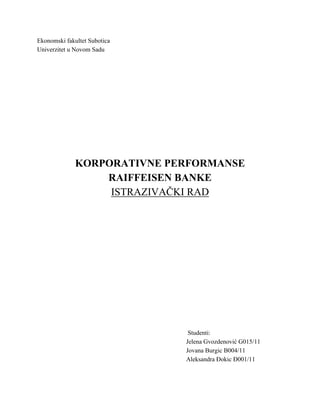 Korporativne performanse Raiffeisen banke